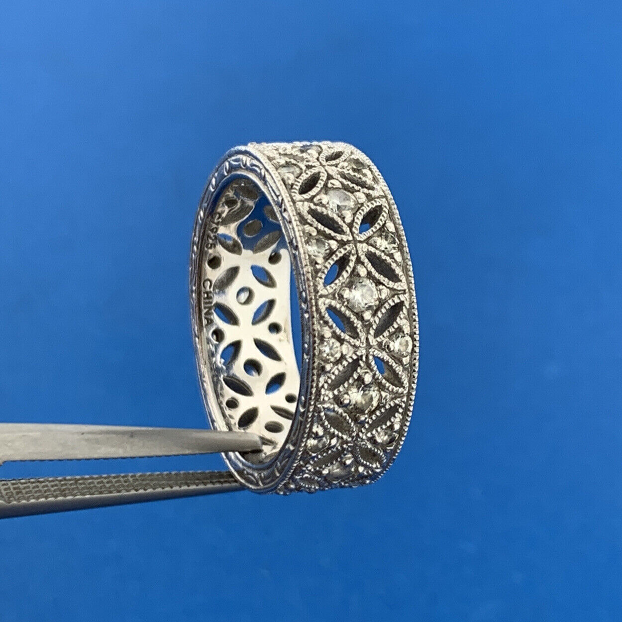 Tacori 925 Designer 925 Sterling Silver Cubic Zirconia CZ Art Deco Style Ring