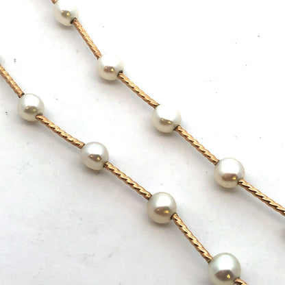 Designer 14K Yellow Gold 4.5 mm Cultured Freshwater Pearl Station Necklace