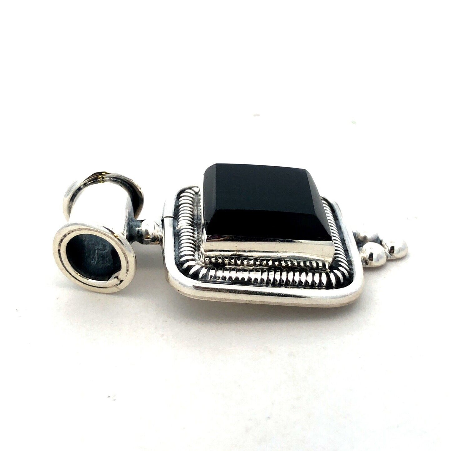 Taxco Mexico 950 Silver TN-30 Square Black Onyx Statement Pendant