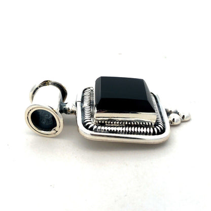 Taxco Mexico 950 Silver TN-30 Square Black Onyx Statement Pendant