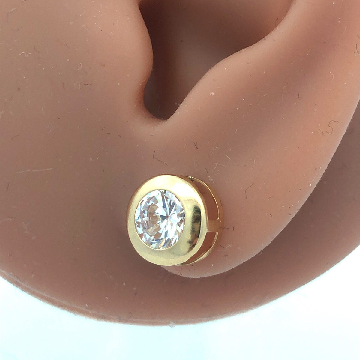 Jacmel Mauritius JCM 14K Yellow Gold Diamonique CZ Statement Stud Earrings