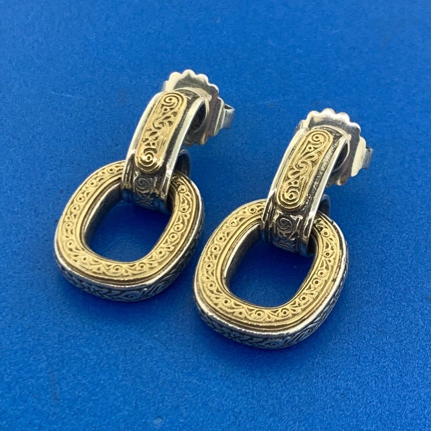 Konstantino 925 Sterling Silver 18K Yellow Gold Scroll Door Knocker Earrings