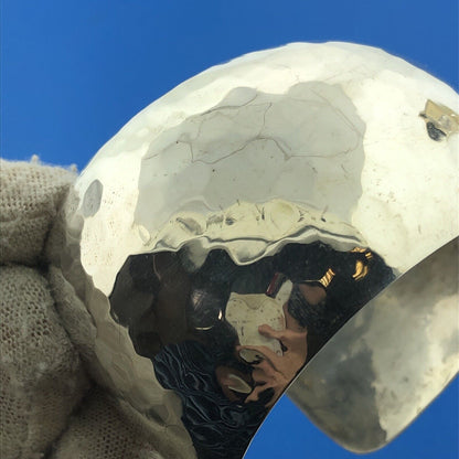 Native American Artisan Signed Sterling Silver Hammered Statement Cuff Bracelet