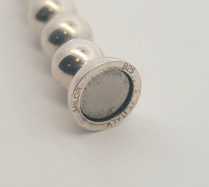 Designer Milor Italy 925 Sterling Silver Ball Bead Link Magnetic Clasp Bracelet