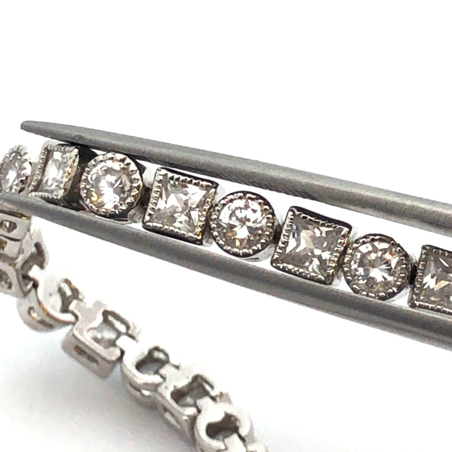 Designer 925 Sterling Silver Round Square Cubic Zirconia Tennis Bracelet