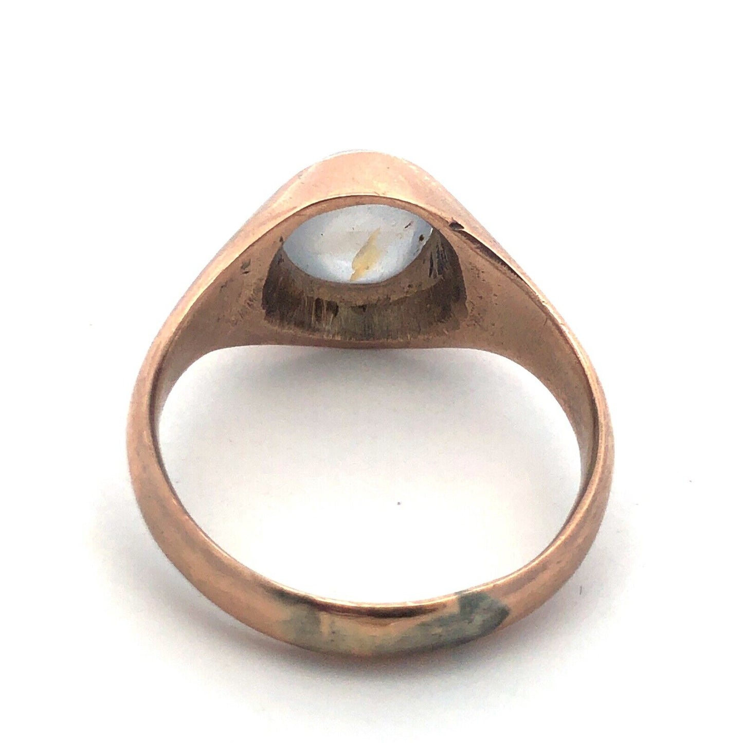 10K Rose Gold Round Moonstone Unisex Dome Ring