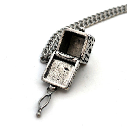 Alexa's Angels Silver Tone Open Scroll Prayer Pill Box Pendant Necklace