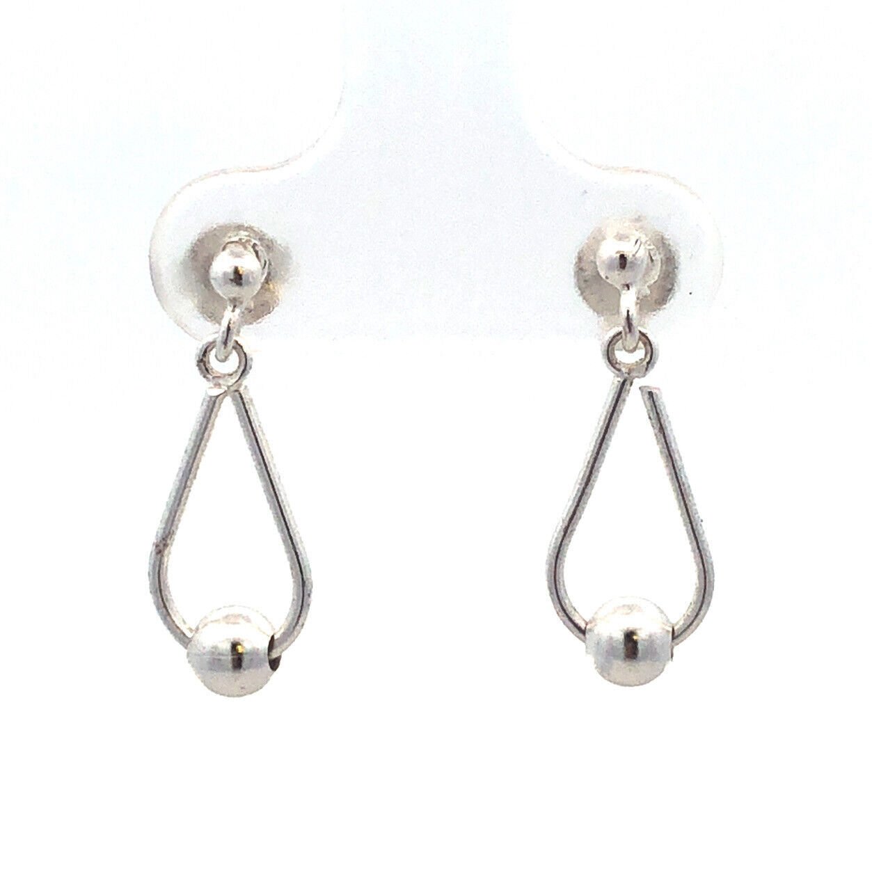 Designer BB 925 Sterling Silver Beaded Modernist Drop Dangle Stud Earrings