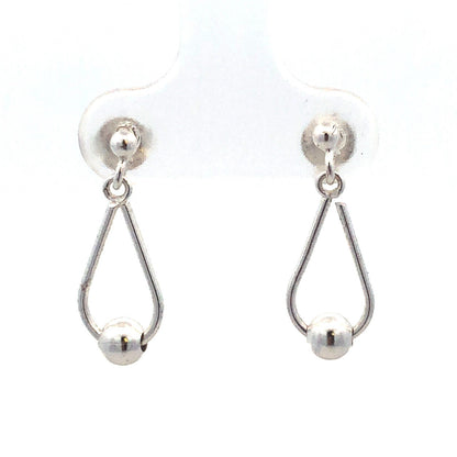 Designer BB 925 Sterling Silver Beaded Modernist Drop Dangle Stud Earrings