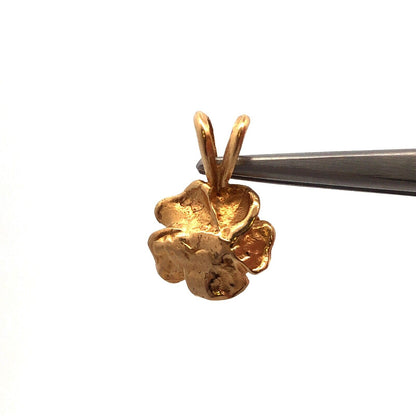 Vintage 14K Yellow Gold Ruby Rose Flower Petite Charm Pendant