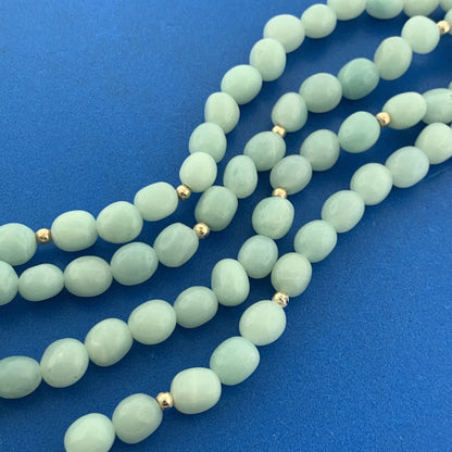 Vintage Sterling Silver Aventurine Beaded Flower Pendant Double Strand Necklace