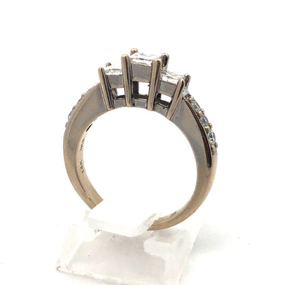 Gorgeous 14k White Gold IKS Triple Princess Diamond Engagement Ring Size 6.25