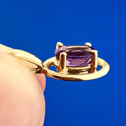 Modernist 14K Yellow Gold Oval Amethyst February Anniversary Pendant