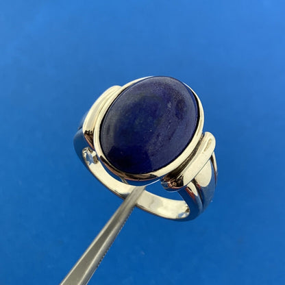 Designer 925 Sterling Silver Lapis Lazuli Cabochon Statement Dome Ring