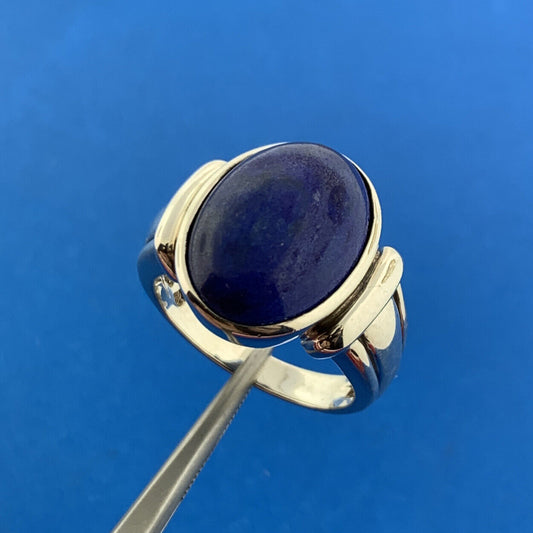 Designer 925 Sterling Silver Lapis Lazuli Cabochon Statement Dome Ring