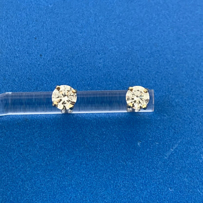 Elegant Designer IPS 14K Yellow Gold Round Diamond Stud Earrings