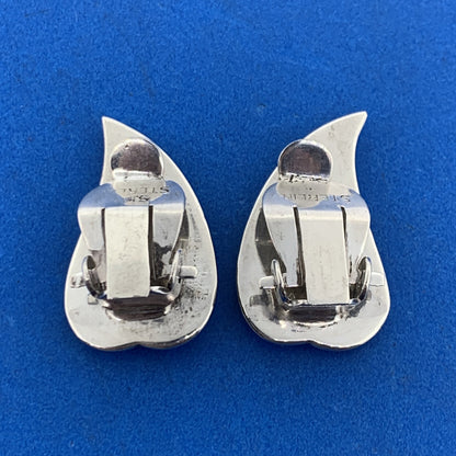 Vintage Siam Sterling Silver Nielloware Goddess Manimekhala Clip Earrings