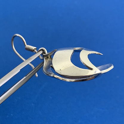 925 Sterling Silver Modernist Cut Out 3D Drop Dangle Earrings