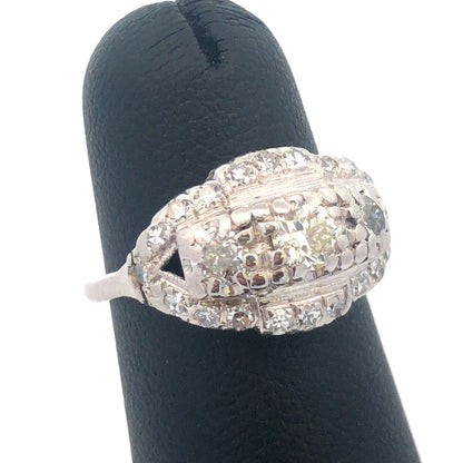 1920s Art Deco Platinum Diamond Trio Waterfall Engagement Bridal Cocktail Ring