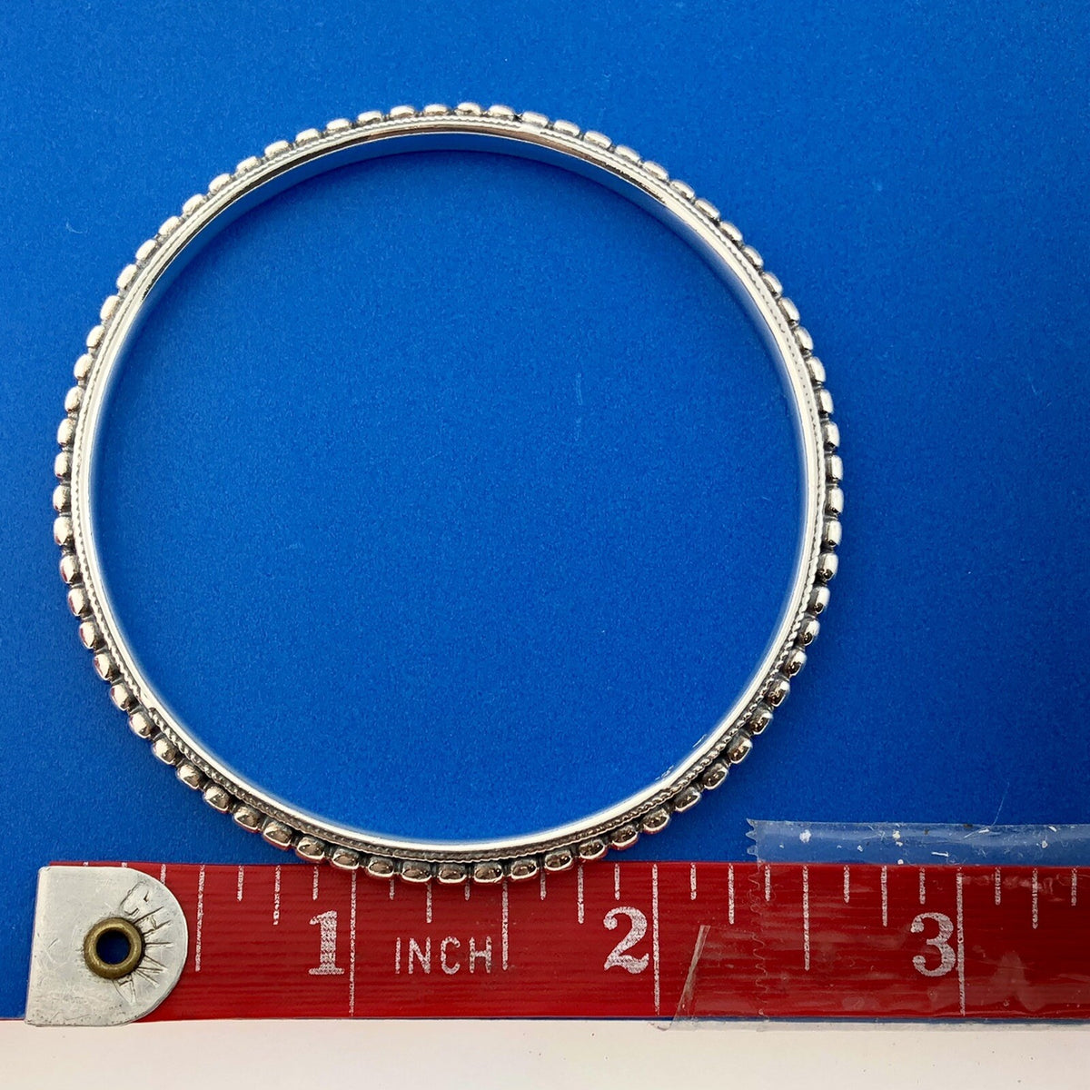 Designer Arya Sterling Silver 925 Beaded Romanesque Bangle Bracelet