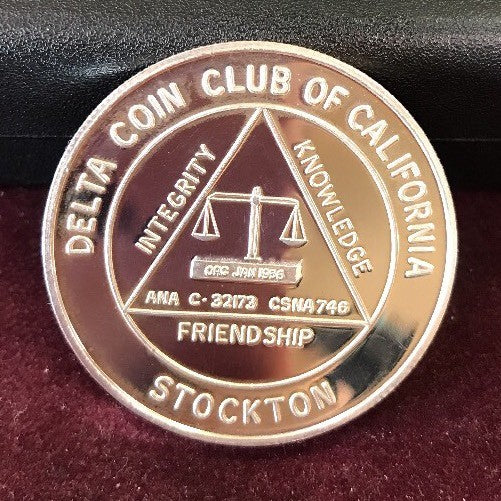 1996 Delta Coin Club of Stockton 40th Annv/Stockton's 150th Annv .999 Silver Rnd