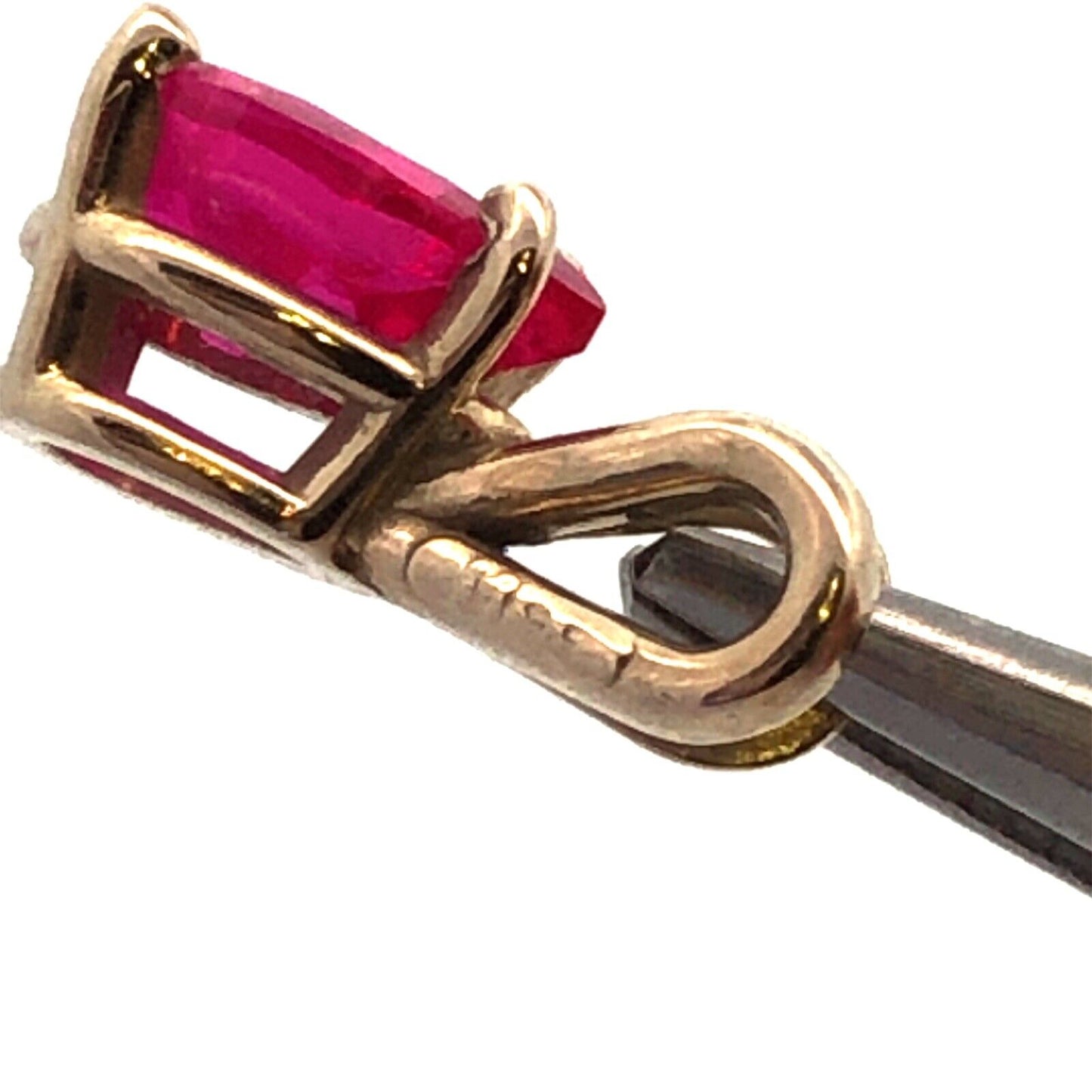 Vintage 14K White Gold Pear Ruby Solitaire Petite Drop Pendant