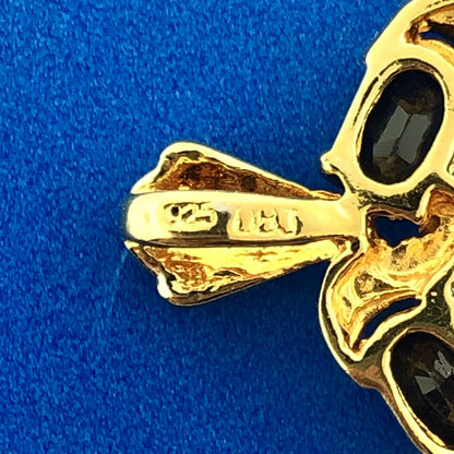 Estate 925 Sterling Silver Vermeil Two Tone Sapphire September Infinity Pendant