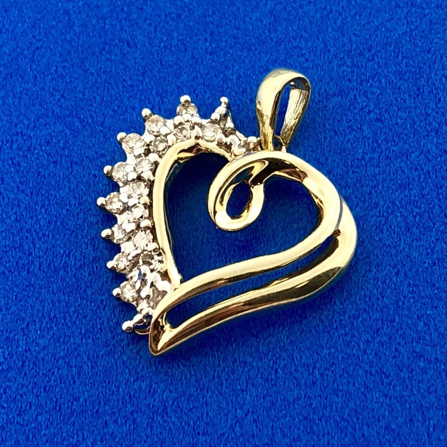 10K Yellow Gold Diamond Heart Anniversary Promise Sweetheart Drop Pendant