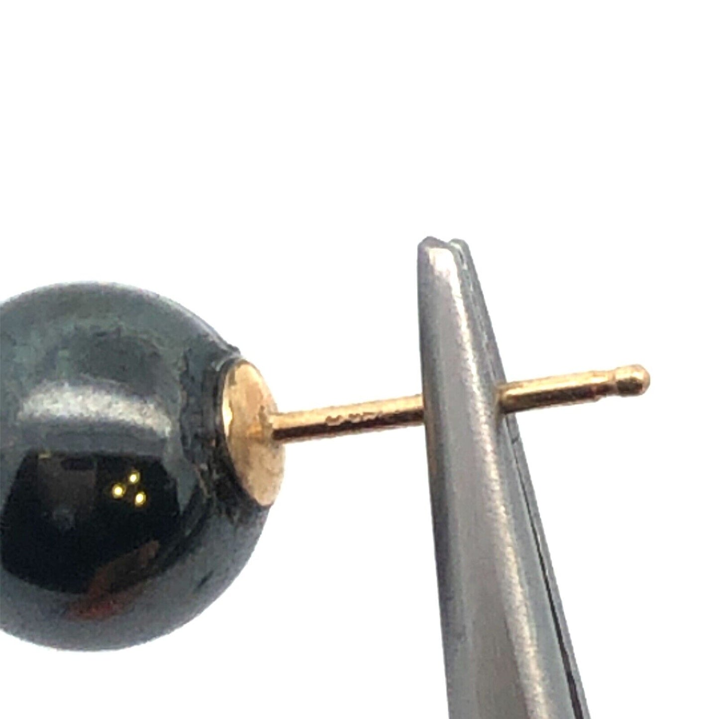 14K Yellow Gold Hematite Grounding Negative Energy Shield Stud Earrings