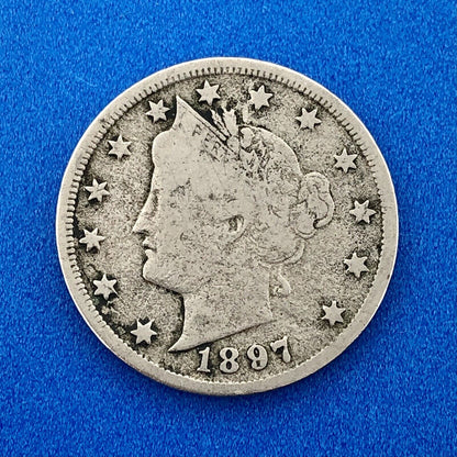 1897 P Liberty Head Nickel Five Cents 5c Better Key Rare Philadelphia Mint Coin