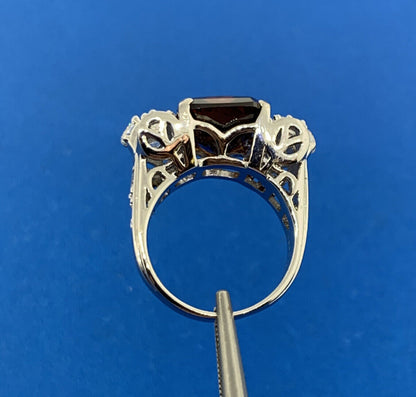 Joseph Esposito QVC 925 Sterling Silver Garnet Diamonique CZ Statement Ring