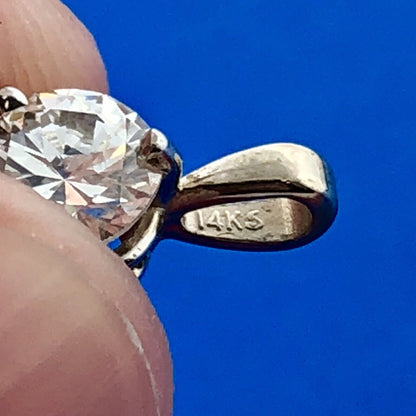 14K White Gold Round Diamond Solitaire Bridal Birthday Anniversary Pendant