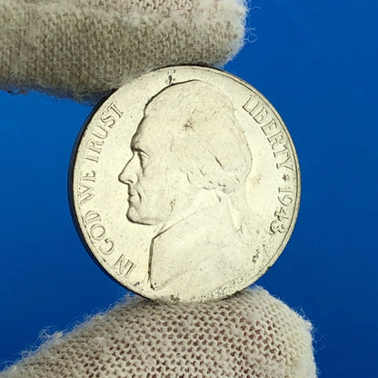 1943 P Jefferson WarTime Nickel 5c BU Uncirculated Mint State 35% Silver US Coin
