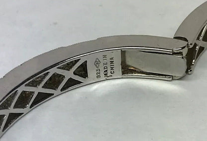 Designer Sterling Silver 925 Diamond Filigree Open Work Hinged Cuff Bracelet