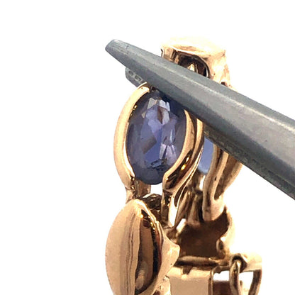 Designer MQ 14K Yellow Gold Oval Tanzanite Tennis Bracelet