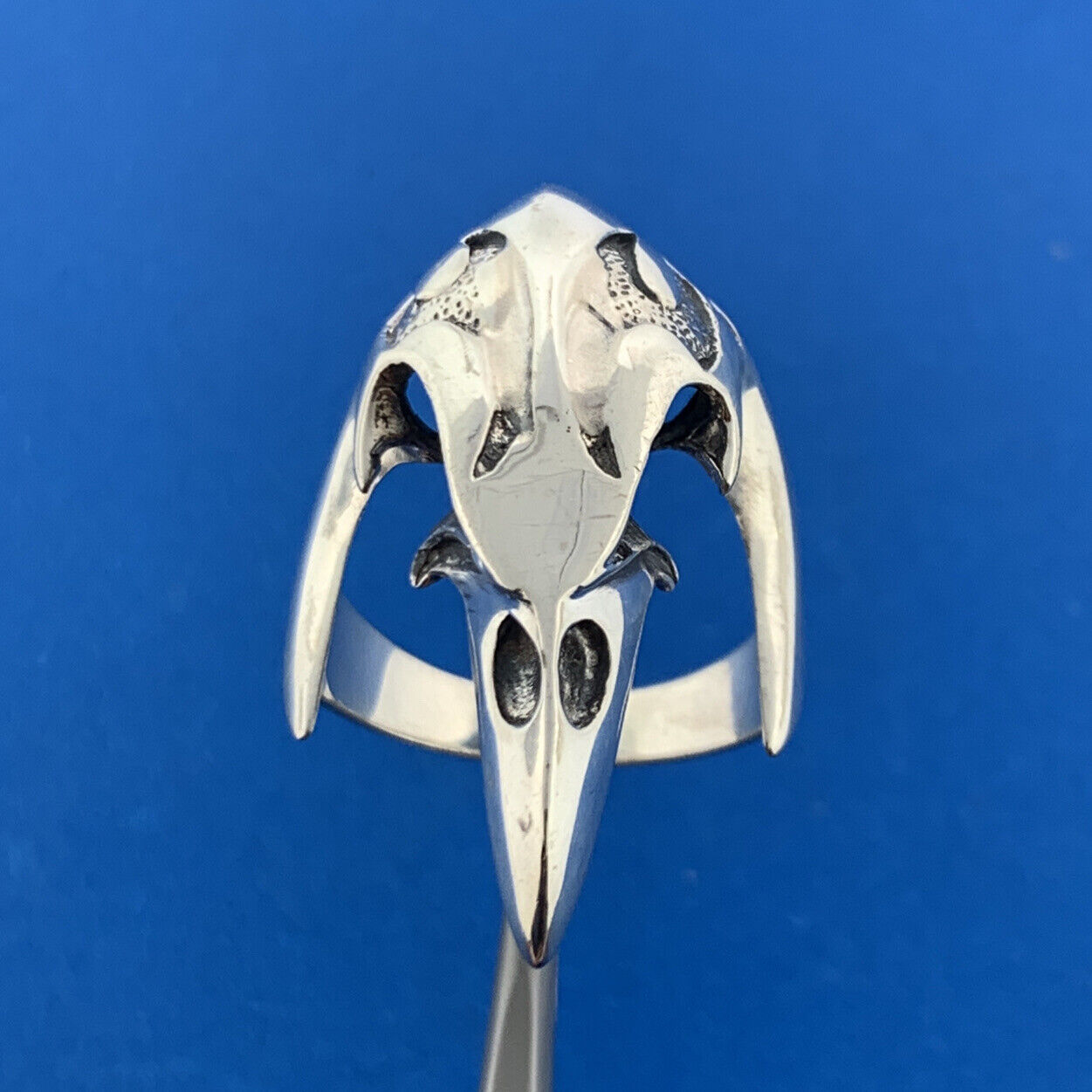 Sterling Silver 925 Eagle Phoenix Skull Biker's Guardian Statement Ring