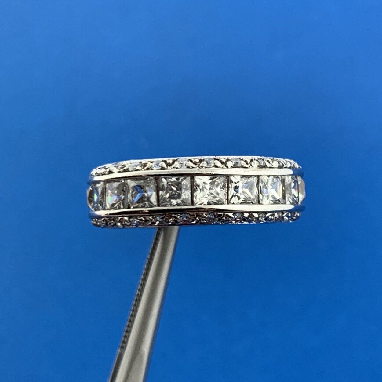 Designer 925 Sterling Silver Cubic Zirconia CZ Cigar Band Eternity Ring