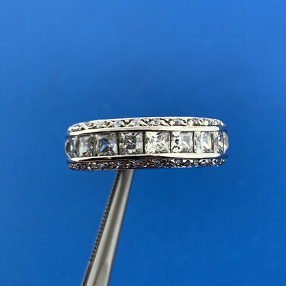 Designer 925 Sterling Silver Cubic Zirconia CZ Cigar Band Eternity Ring