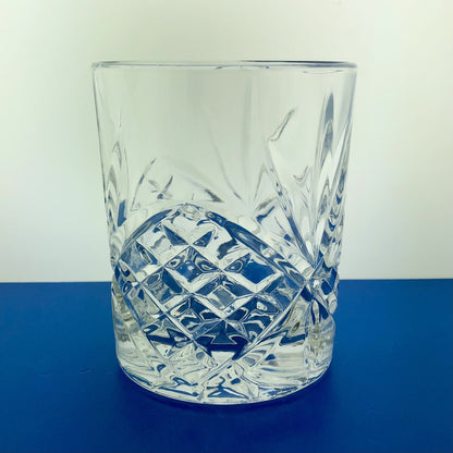 Elegant Starbust Basketweave Pattern Cut Crystal Highball Tumbler Bar Ware Glass