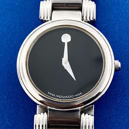 Movado Serenade 84 A1 1844 Strato Black Dial Ladies Stainless Steel Watch