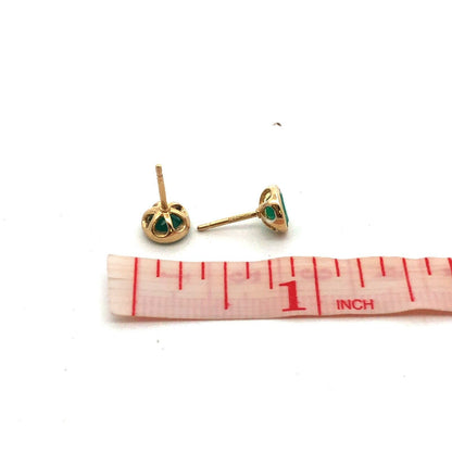 Designer 925 Sterling Silver Gold Vermeil Round Green Tourmaline Stud Earrings