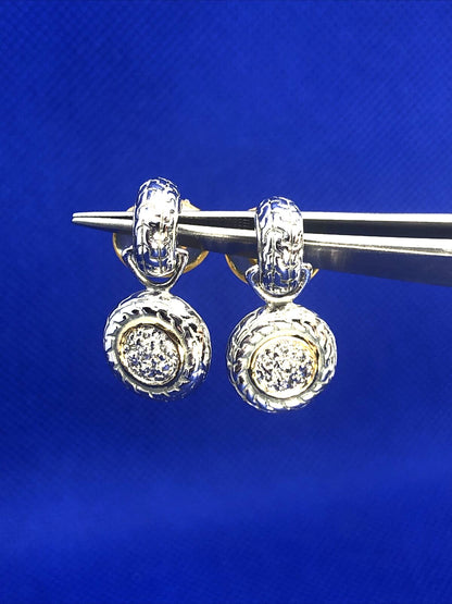 925 Sterling Silver Cubic Zirconia Circle Statement Stud Dangle Earrings