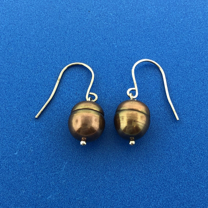 Honora Collection 925 Sterling Silver Oval Bronze Pearl Drop Dangle Earrings