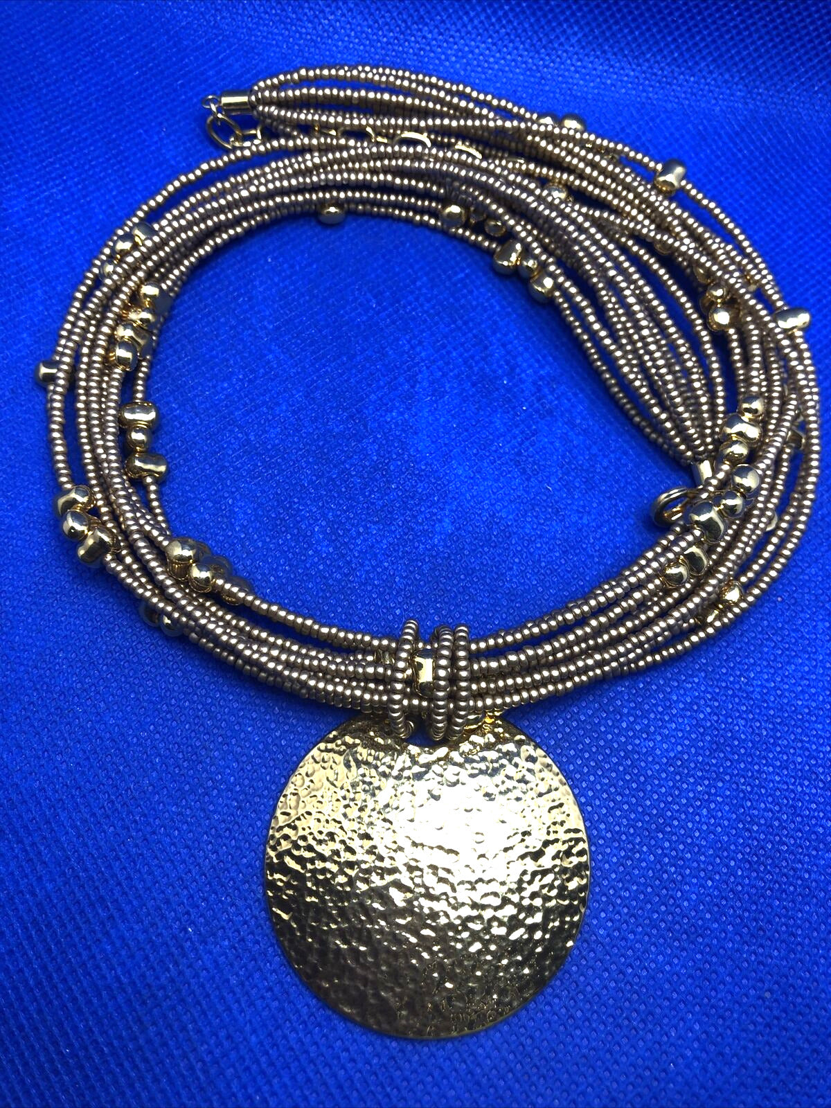 Joan Rivers Gold Tone Beaded 10-Strand Metal Disc Statement Necklace