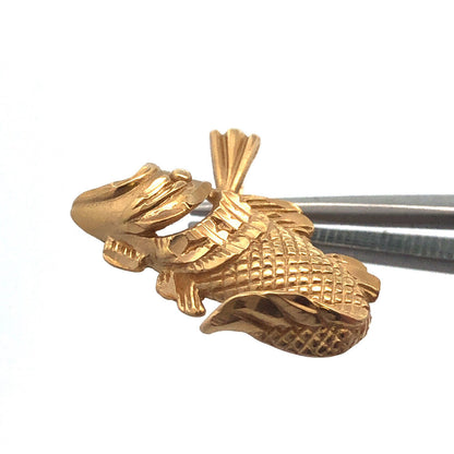 Designer Michael Anthony MA 14K Yellow Gold Textured Koi Fish Bass Pendant