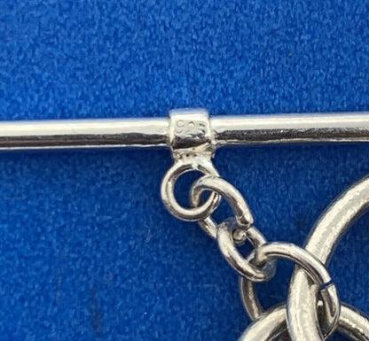 925 Sterling Silver Baroque Pearl Oval Link Double Chain Toggle Necklace