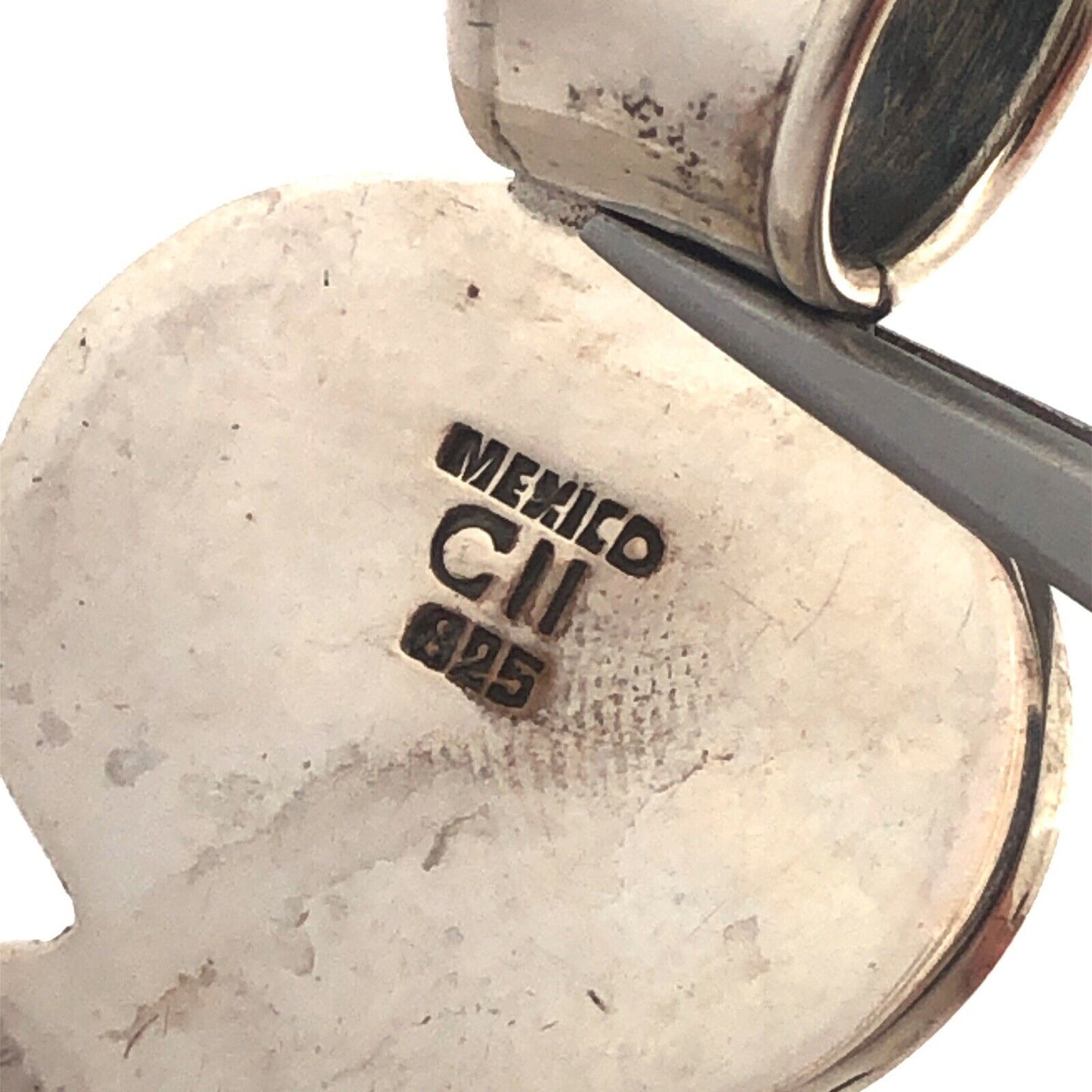 Vintage CII Mexico 925 Sterling Silver Oval Tigers Eye Red Carnelian Pendant