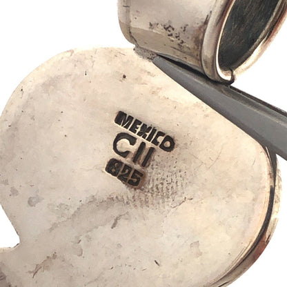 Vintage CII Mexico 925 Sterling Silver Oval Tigers Eye Red Carnelian Pendant