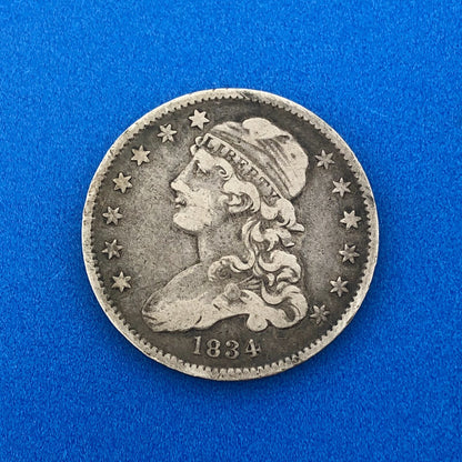 1834 Capped Bust Quarter Dollar Type Two 25 Cents Early American Coinage Nice