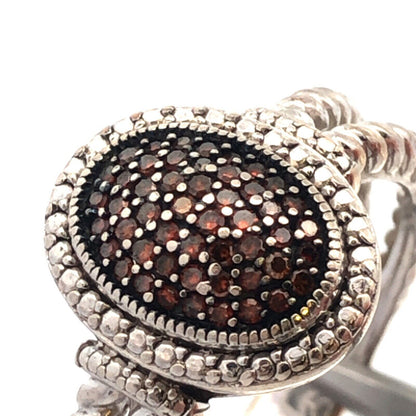 Designer JS 925 Sterling Silver Chocolate Diamond Oval Twist Detail Ring